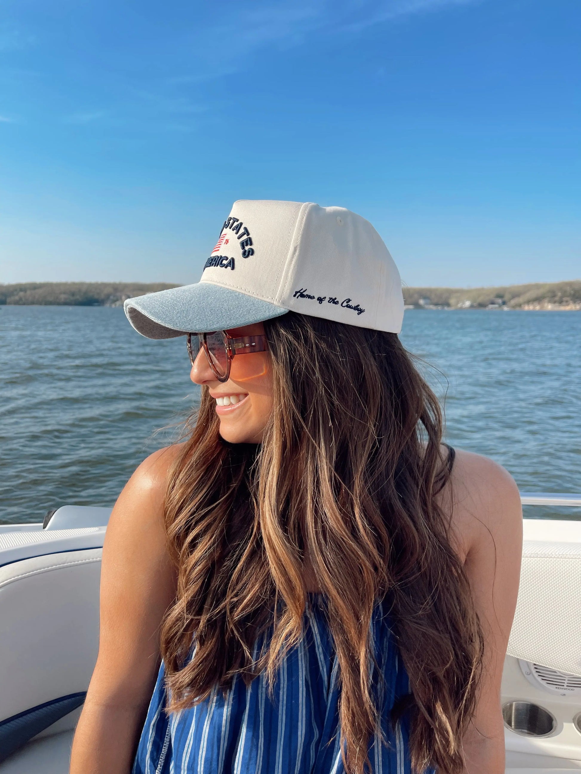 United States of America - Denim Blue Vintage Trucker Hat KenzKustomz