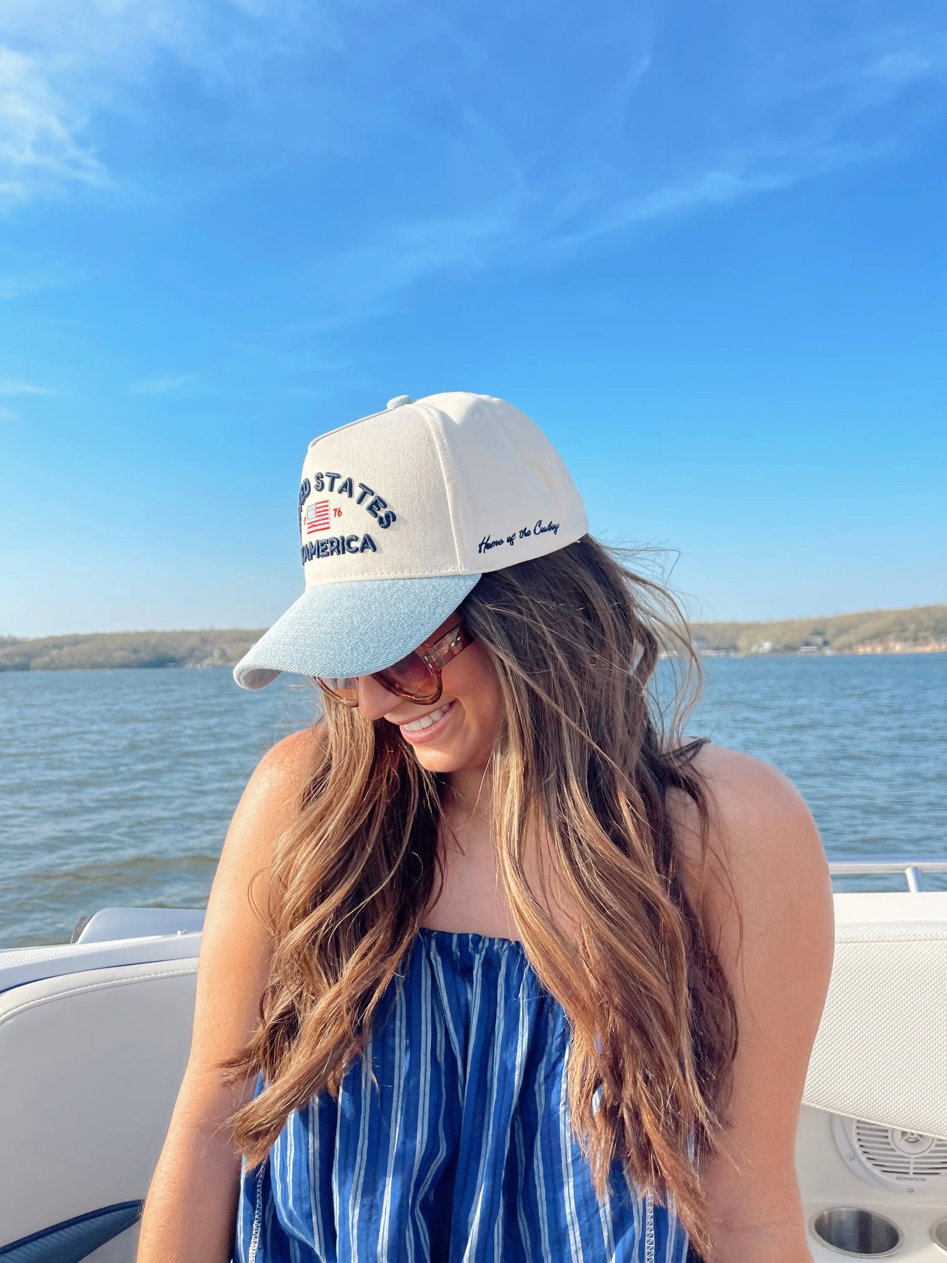 United States of America - Denim Blue Vintage Trucker Hat KenzKustomz
