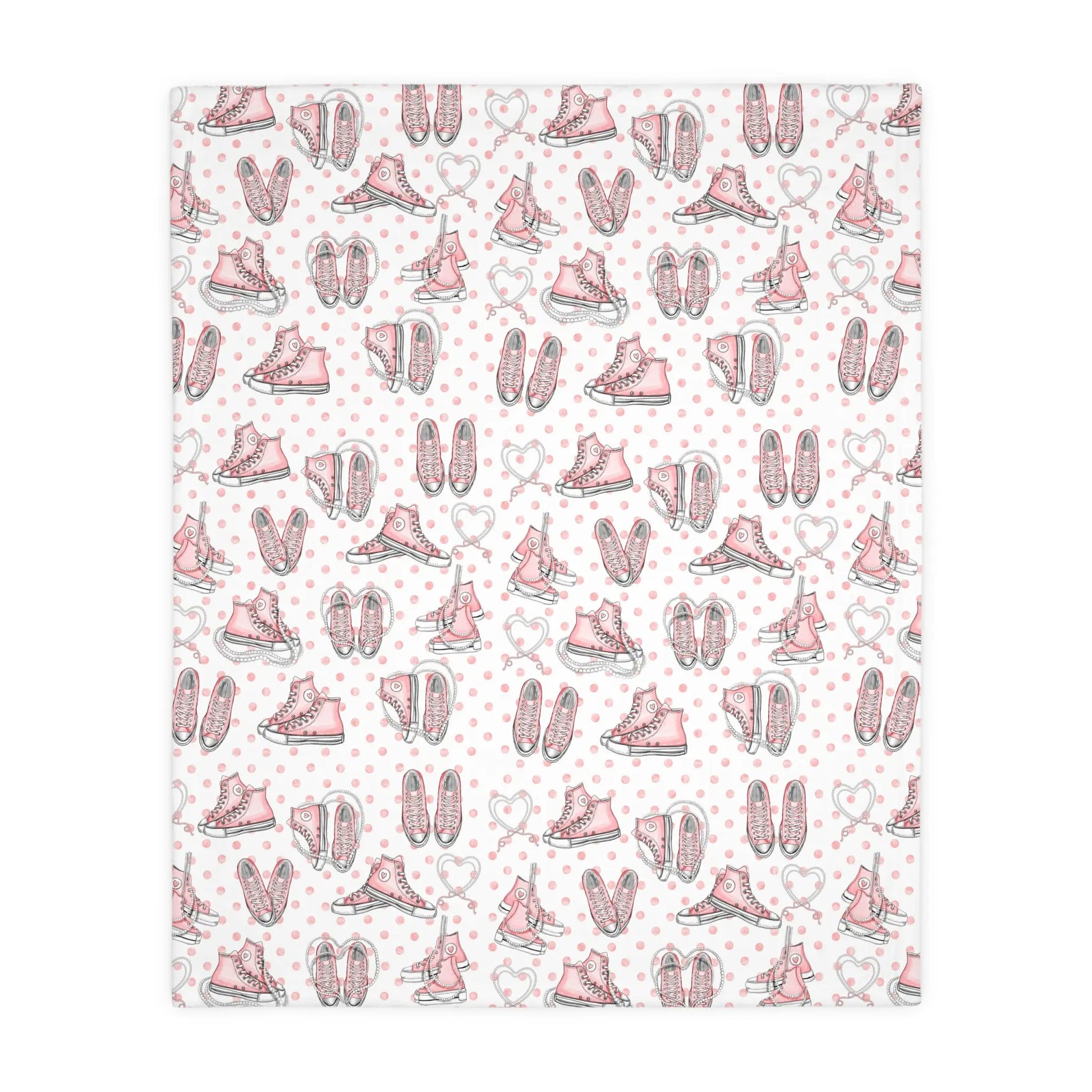 Velveteen Microfiber Blanket (Two-sided print) - Coquette Aesthetic Sneakers and Pearls Design Printify