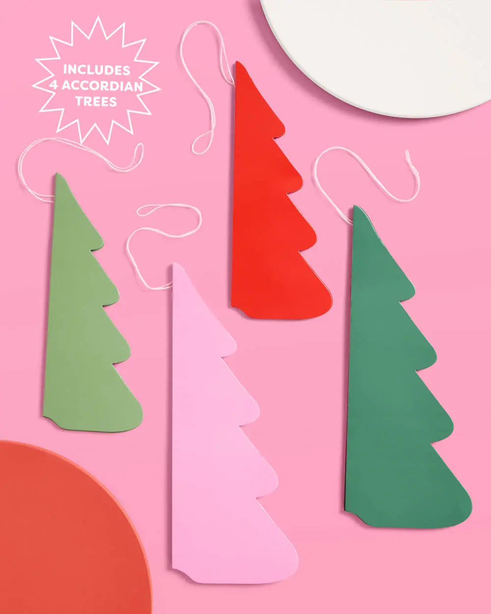 Very Merry Tree Set - 4 accordion tissue paper trees xo, Fetti