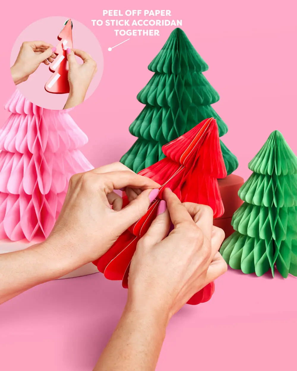 Very Merry Tree Set - 4 accordion tissue paper trees xo, Fetti