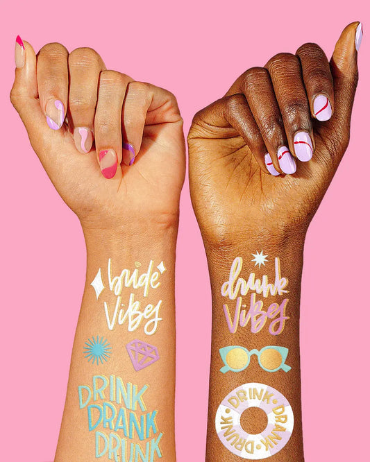 Vibe Check Tats - 32 foil temporary tattoos xo, Fetti