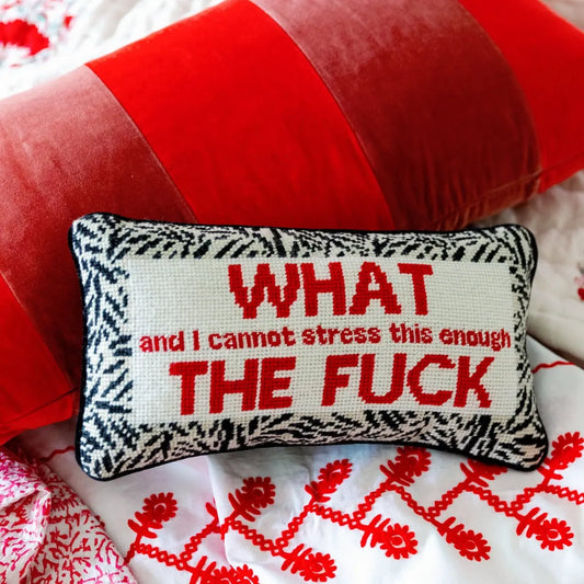 WTF Needlepoint Pillow Furbish Studio