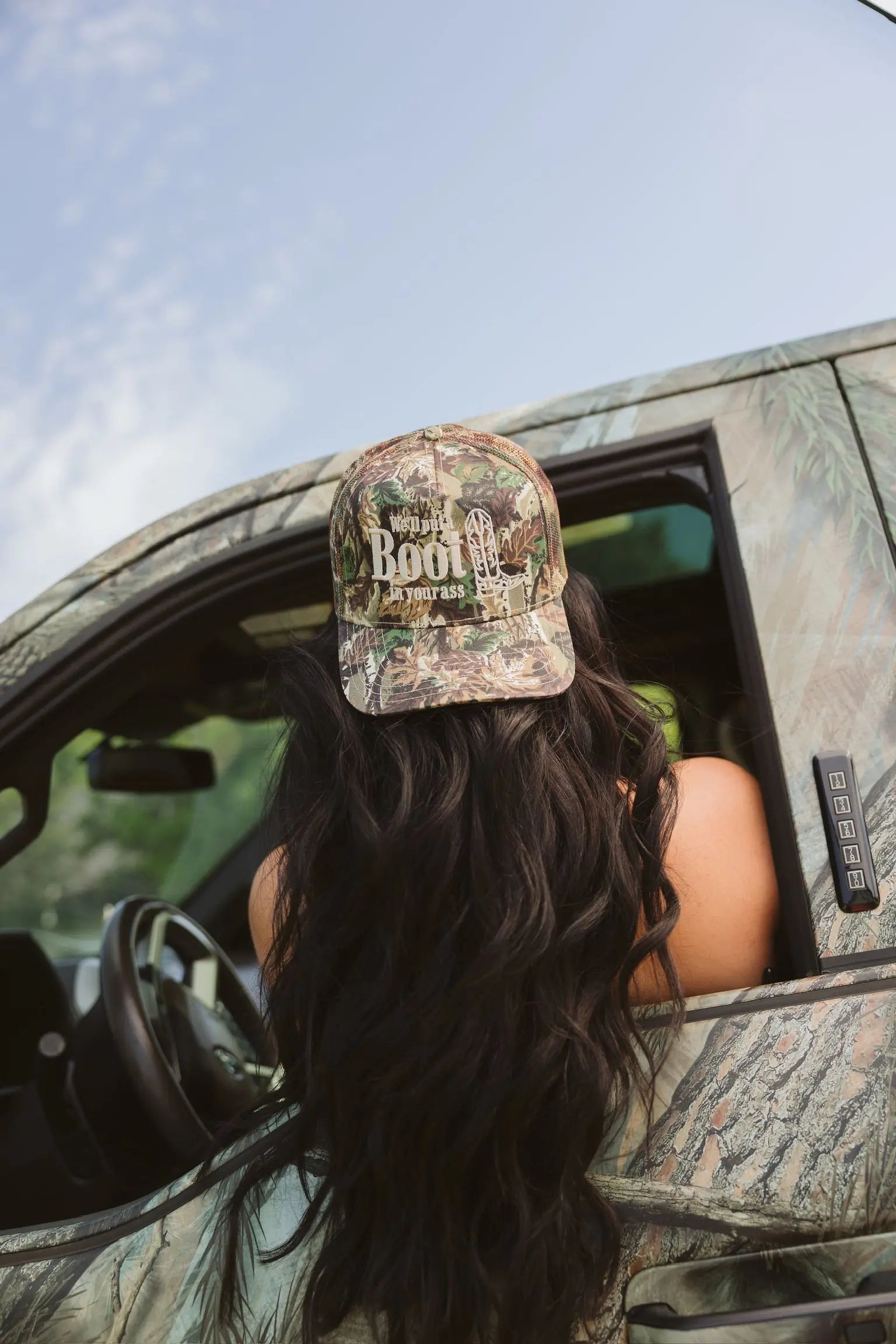 We'll Put A Boot in your Ass - Camo Trucker Hat KenzKustomz