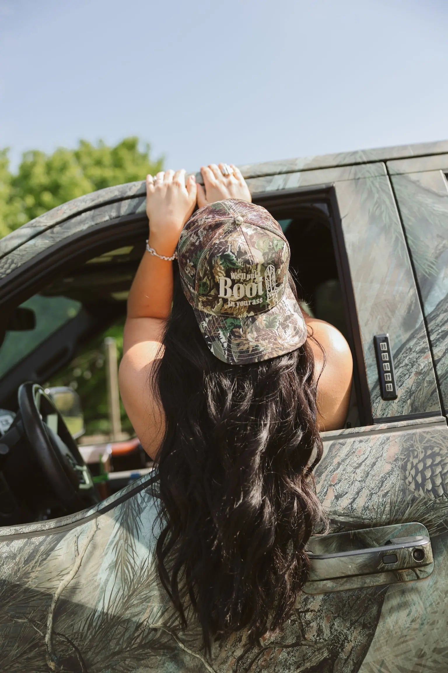 We'll Put A Boot in your Ass - Camo Trucker Hat KenzKustomz