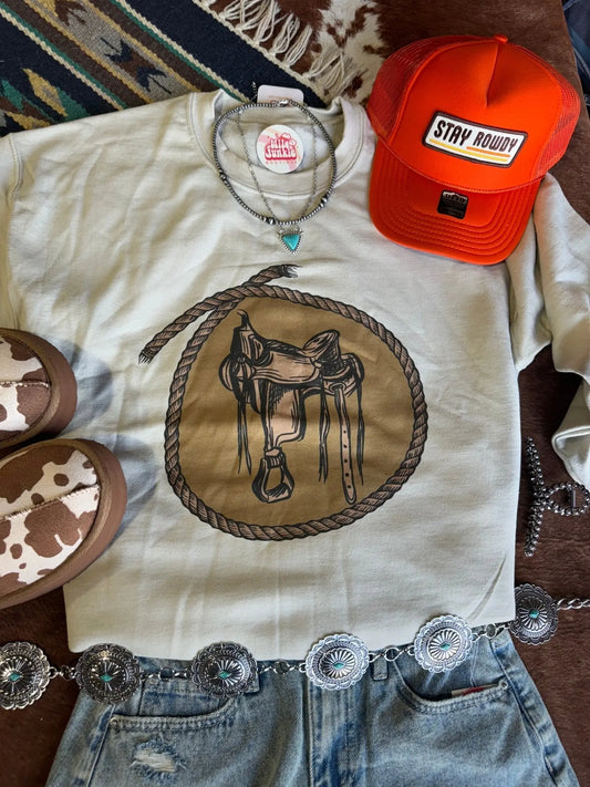 Western Saddle Graphic Sweatshirt Wild Junkie