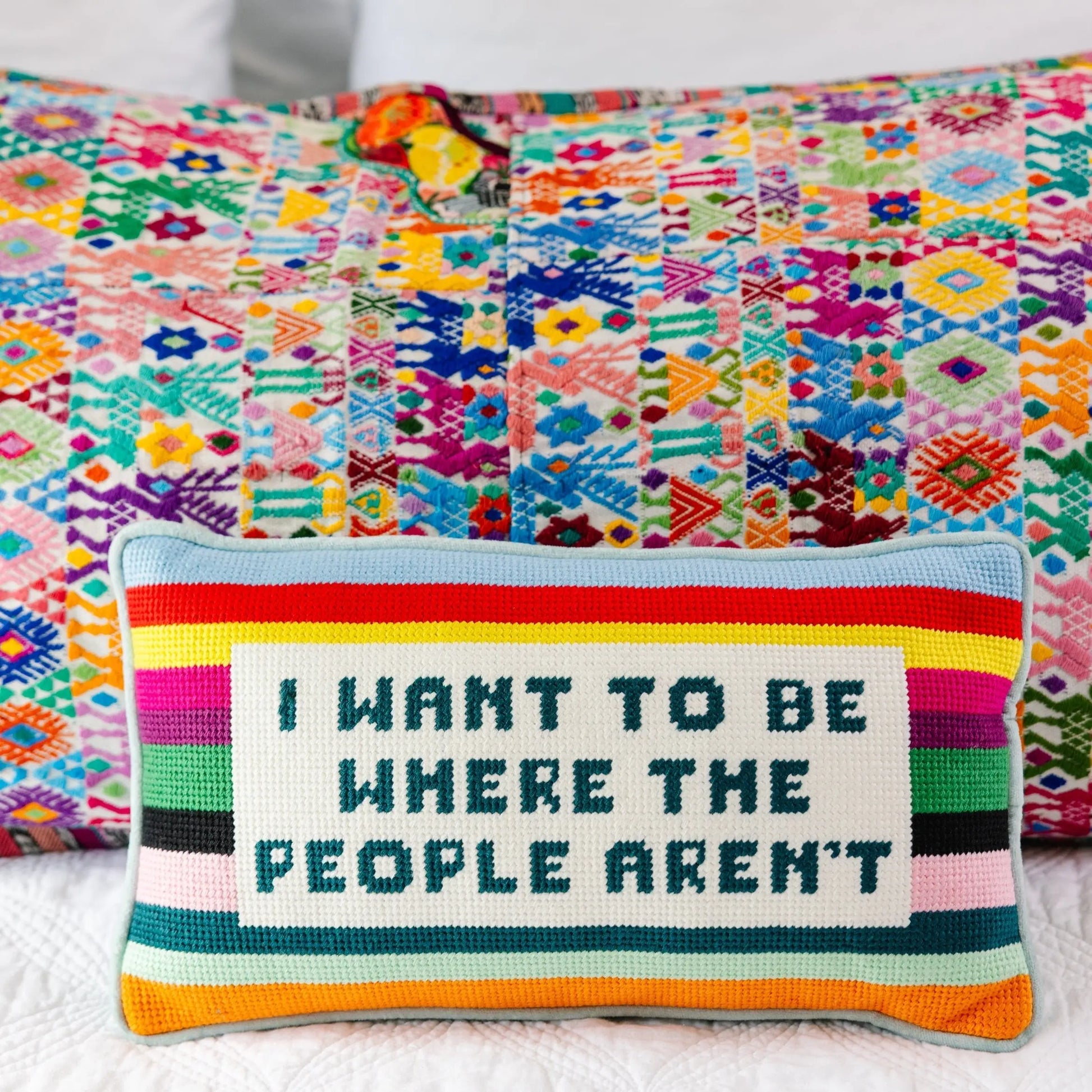 Where the People Aren't Needlepoint Pillow Furbish Studio
