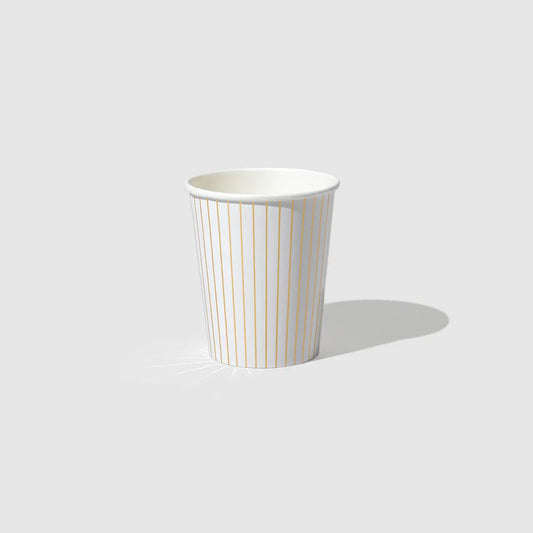 White Pinstripe Cups (10 per pack) Coterie