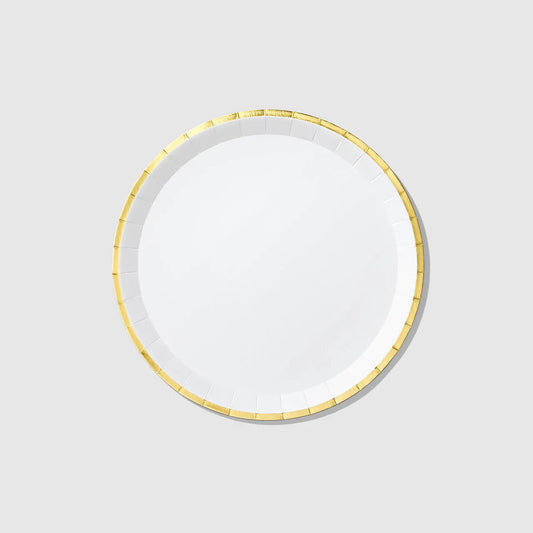 White and Gold Classic Large Plates (10 per pack) Coterie