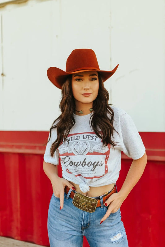 Wild West Cowboys Western Beer Logo Graphic Tee Wild Junkie