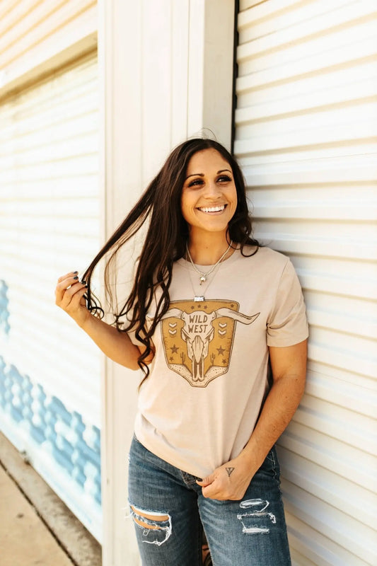 Wild West Steer Skull Graphic Tee Wild Junkie