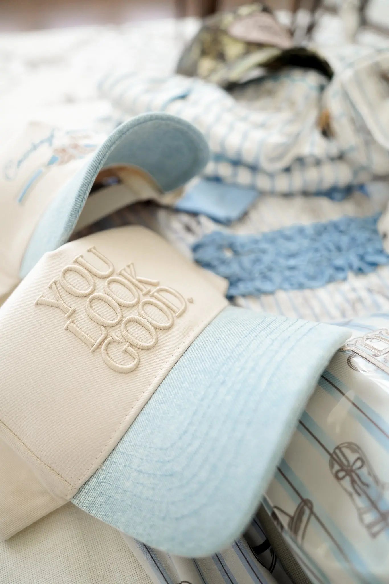 You Look Good. - Denim Vintage Trucker Hat KenzKustomz