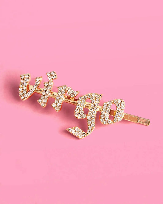 Zodiac Hair Pin - gold + rhinestone clip xo, Fetti
