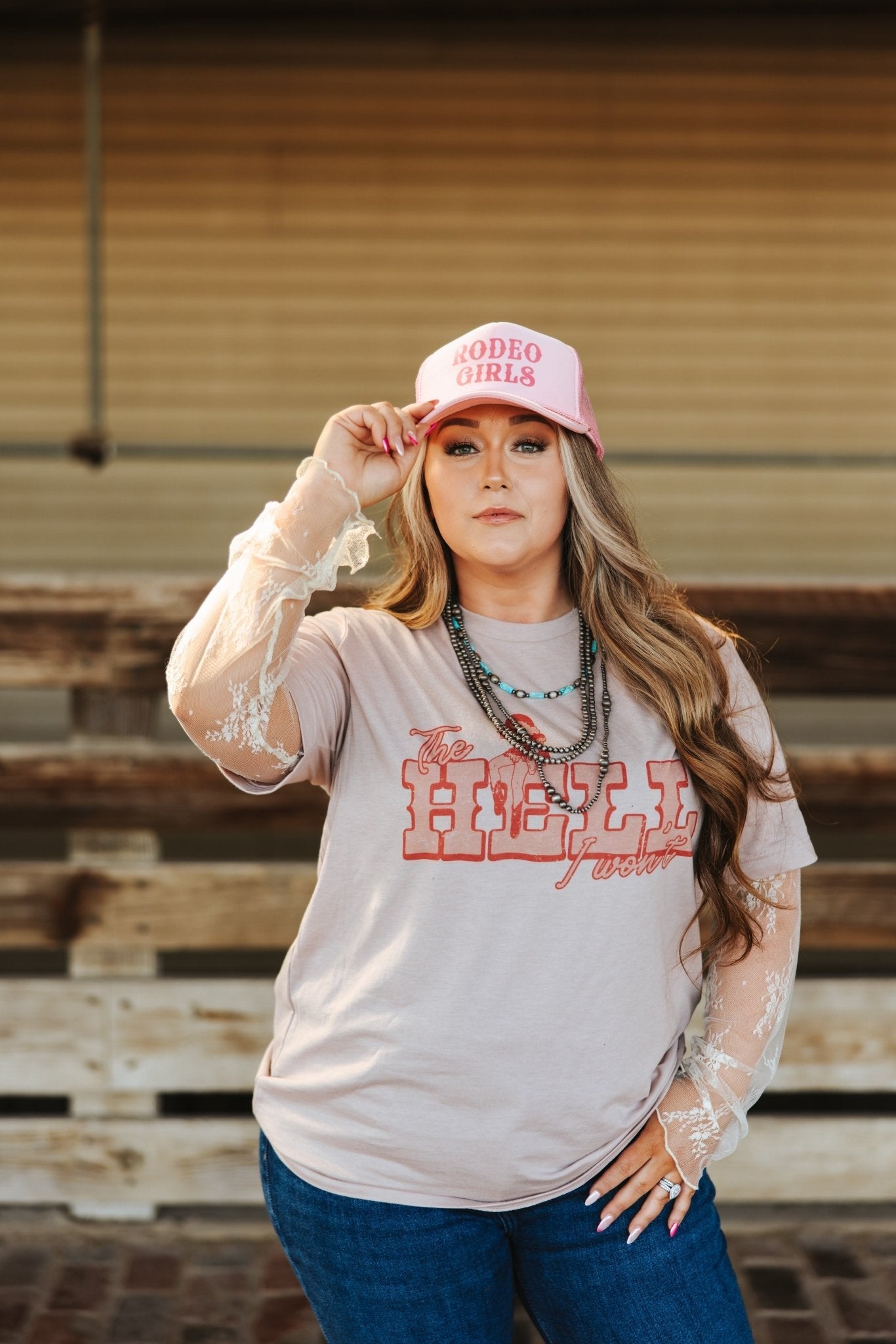 Pink Hell I Won't Cowgirl Graphic Tee