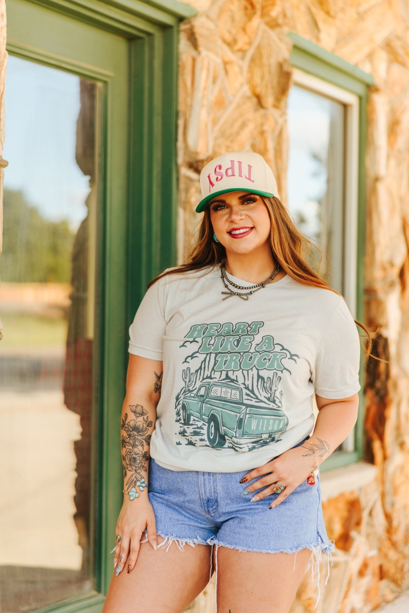 Heart Like A Truck Graphic Tee - Turquoise