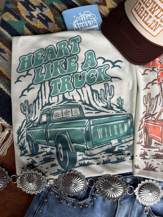 Heart Like A Truck Graphic Tee - Turquoise
