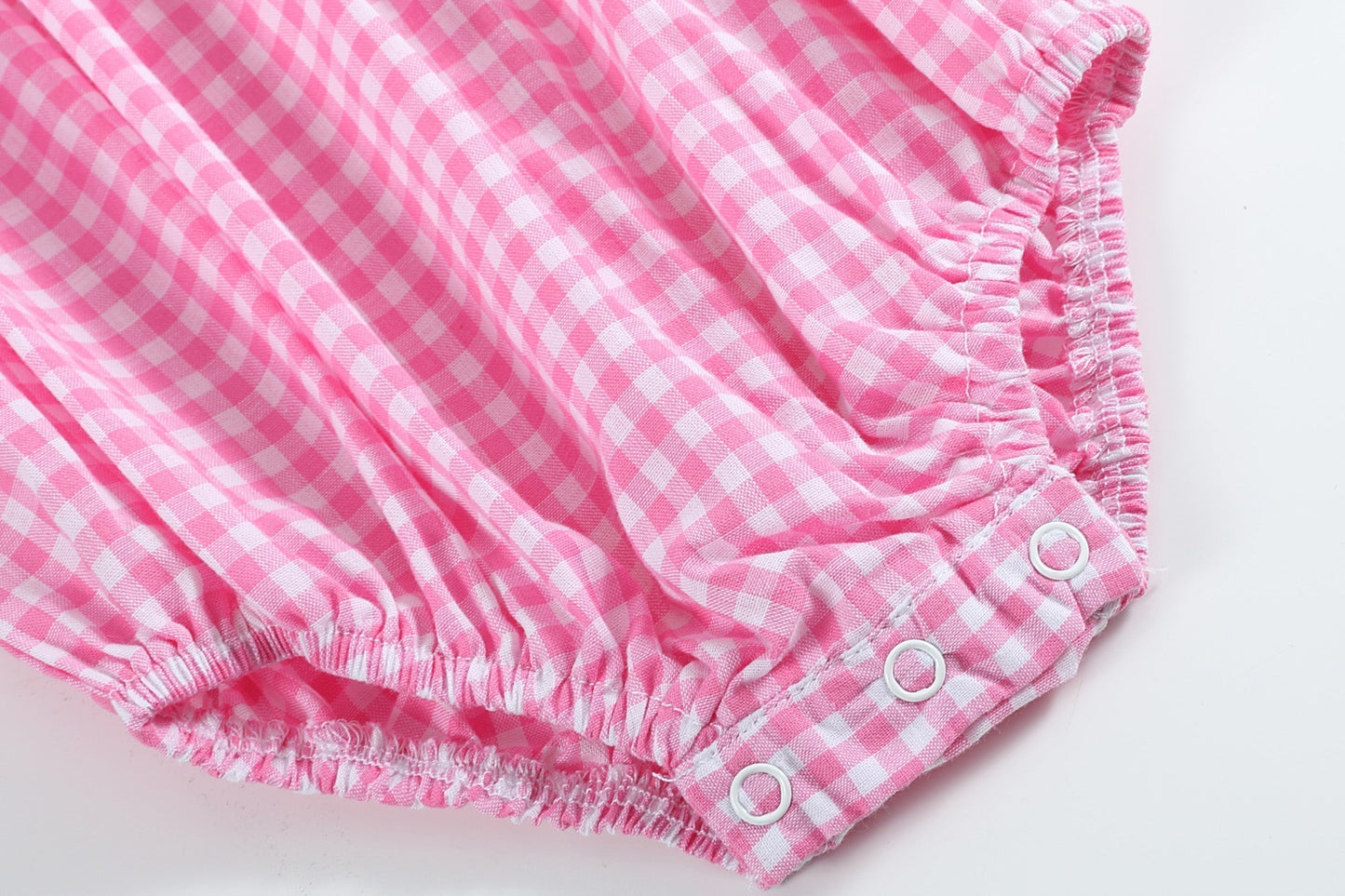 Pink Gingham Crawfish Smocked Flutter Romper