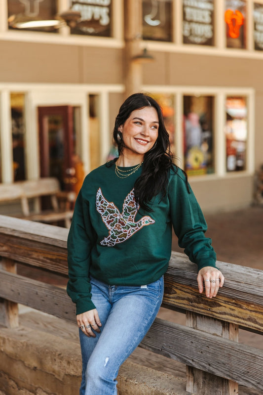 Sequin Duck Camo Patch Sweatshirt