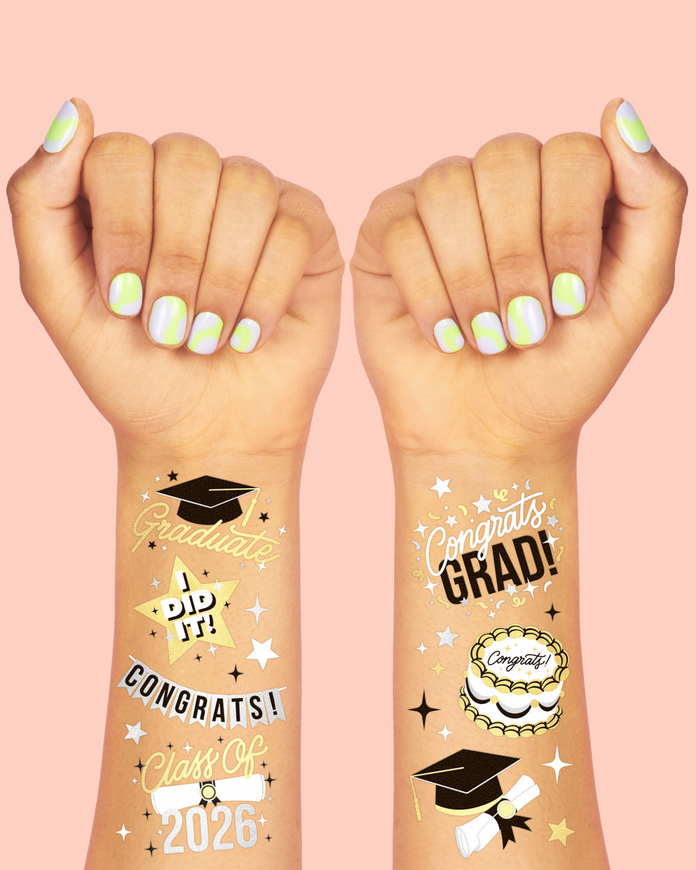 Class of '26 Tats - 48 foil temporary tattoos