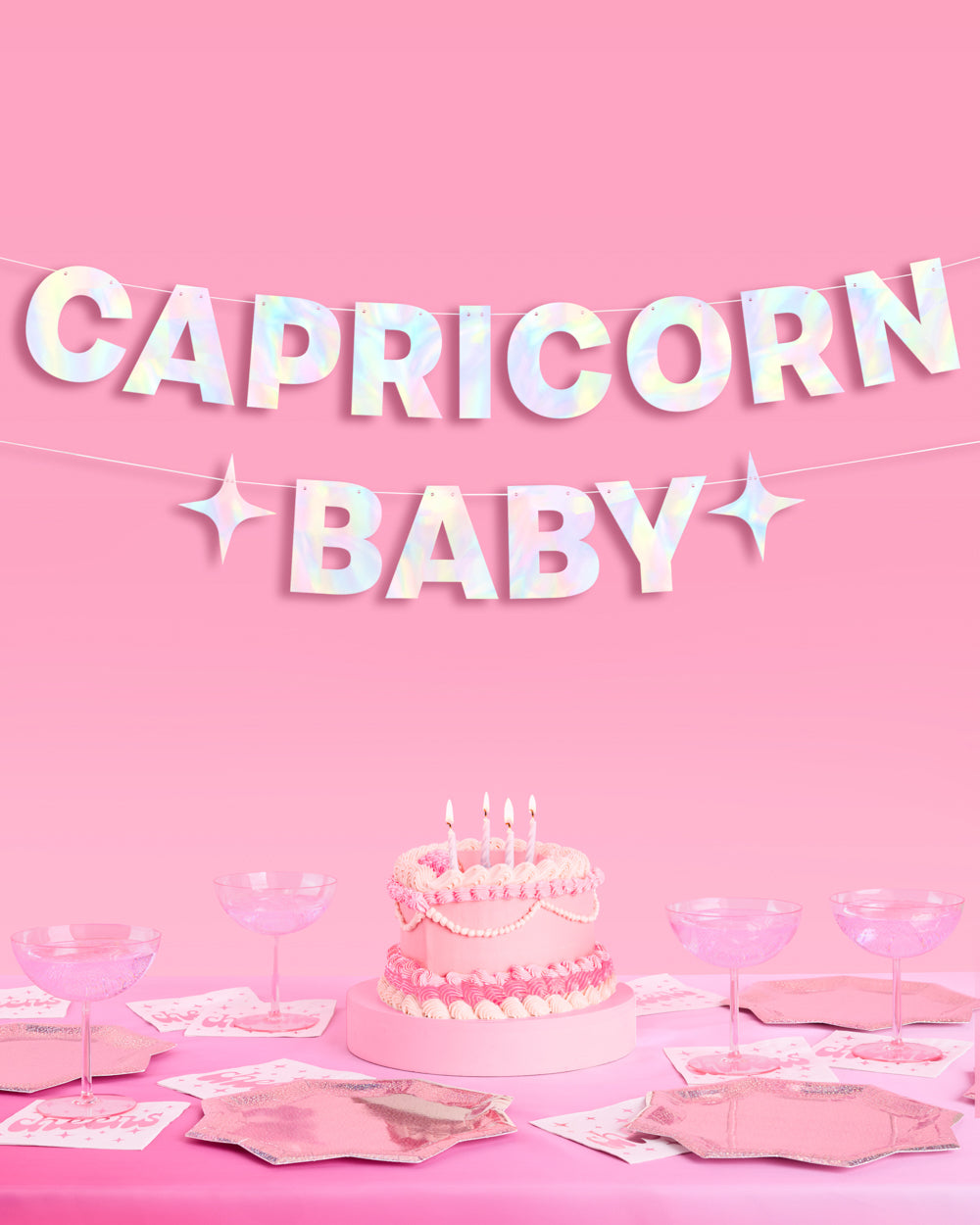Capricorn Baby Banner - iridescent foil banner