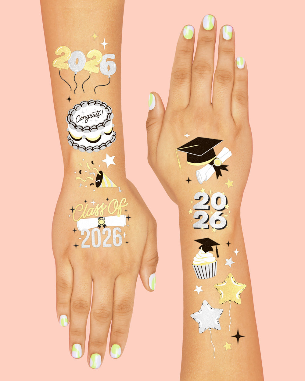 Class of '26 Tats - 48 foil temporary tattoos