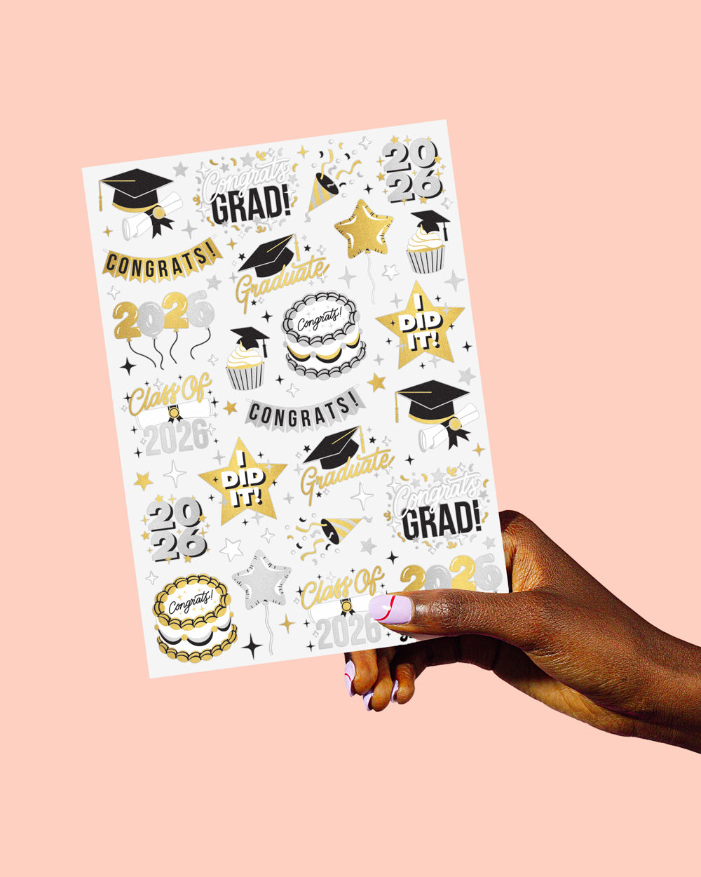 Class of '26 Tats - 48 foil temporary tattoos