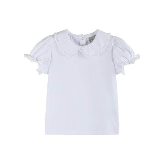 White Collared Lace Sleeve Shirt