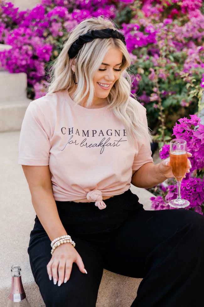 Champagne For Breakfast Peach Graphic Tee InspiredTheme Indie