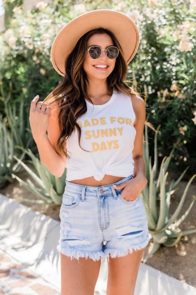 Made For Sunny Days White Graphic Tank InspiredTheme Indie