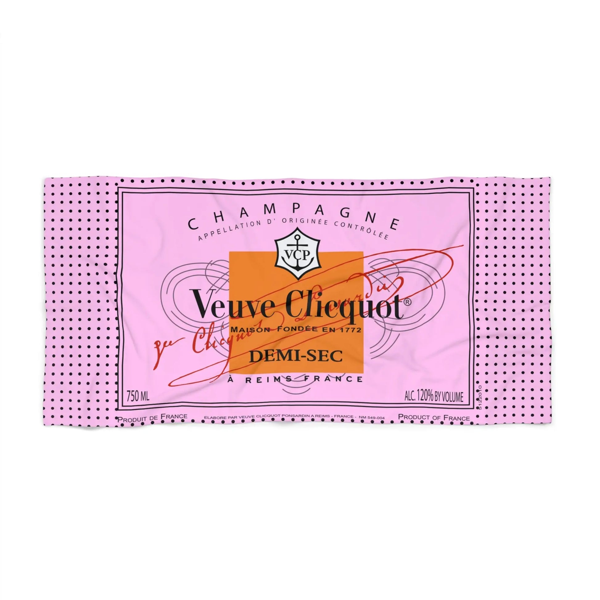 Pink Veuve Beach Towel Printify