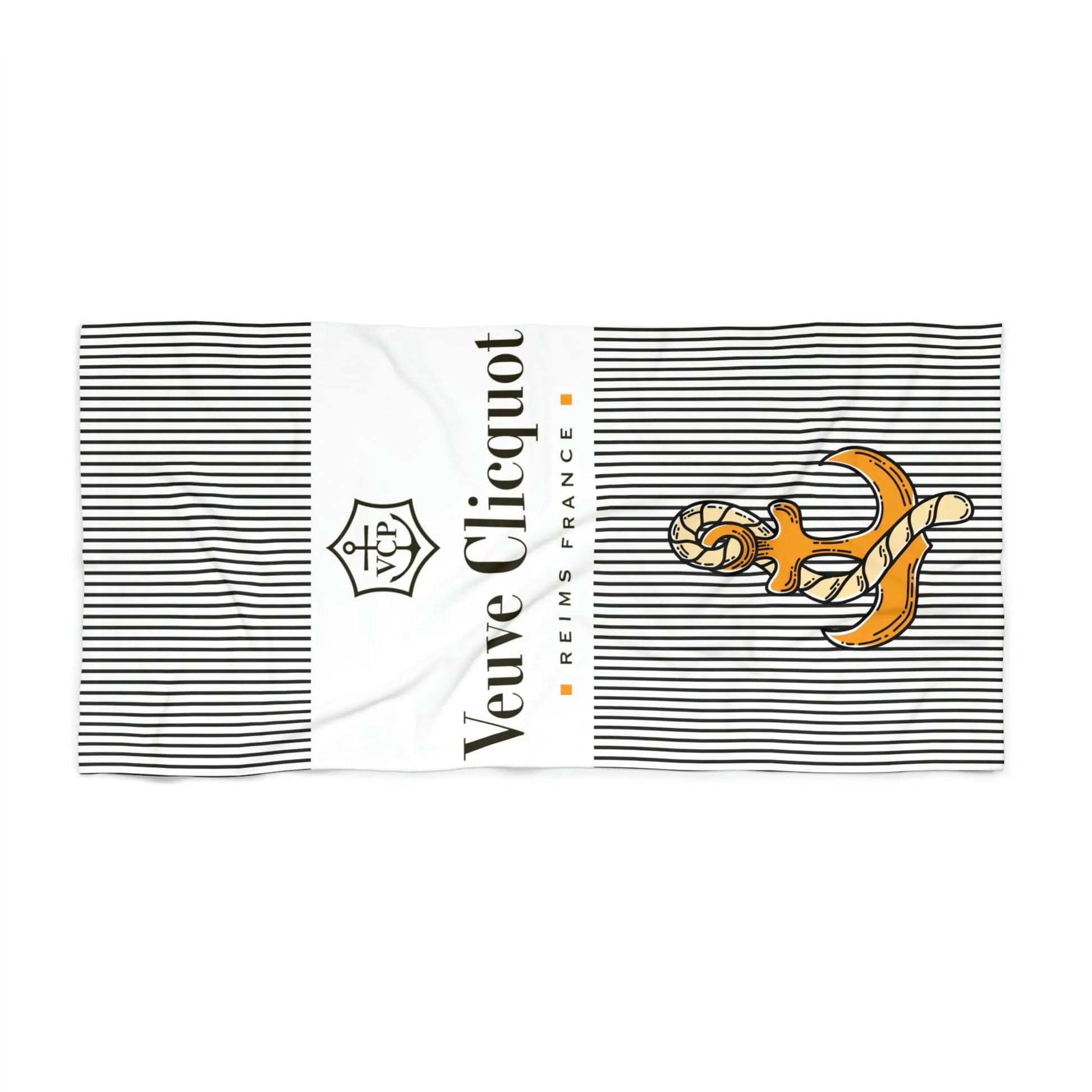 Striped Veuve Beach Towel Printify