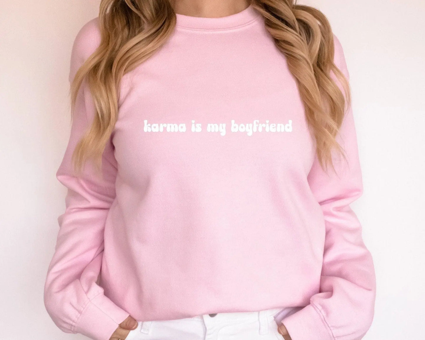 Swiftie Karma is My Boyfriend T-shirt Sweatshirt Gift for Valentines Galentines Day Taylor Eras Tour Concert Outfit Swift theme party Latchkey